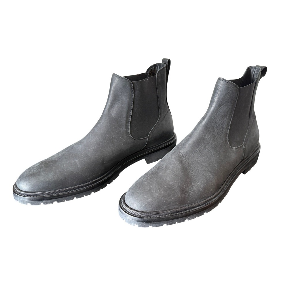 Koio Bergamo Chelsea Boots Mens EU48 US15 Black Leather Lug Sole Made In Italy